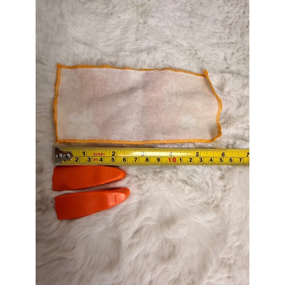Vintage 90's Doll Beach Accessories Orange Floral Towel Swim Fins Flippers Set